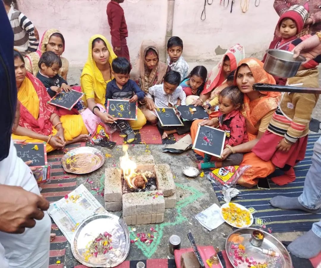 ‘अन्ता मे पाटी पूजन के साथ हुआ विद्यारंभ संस्कार’