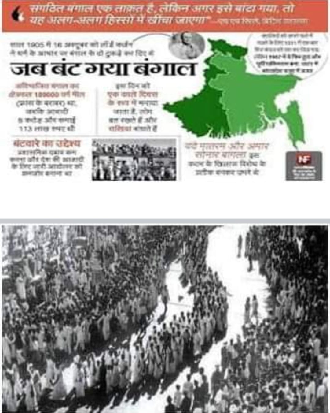 बंग-भंग के विरोध में अद्भुत रक्षाबन्धन “16 अक्तूबर/इतिहास-स्मृति”